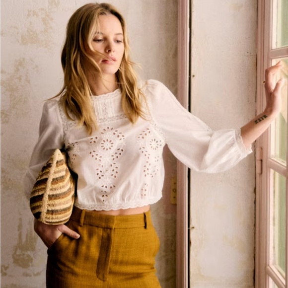 Sezane Tops - NWT Sezane White Eyelet Blouse